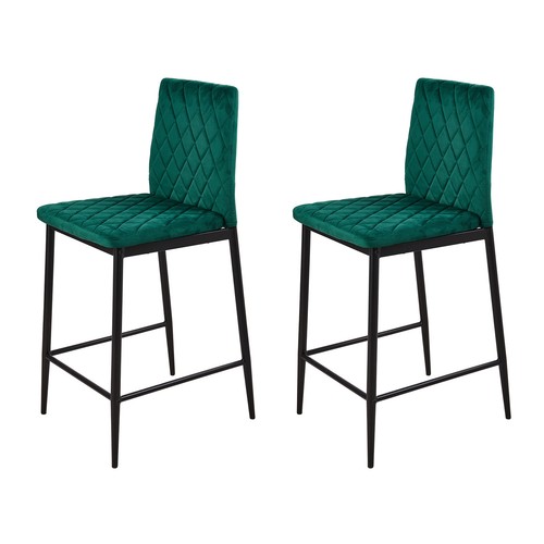 Green velvet bar stools - set, of