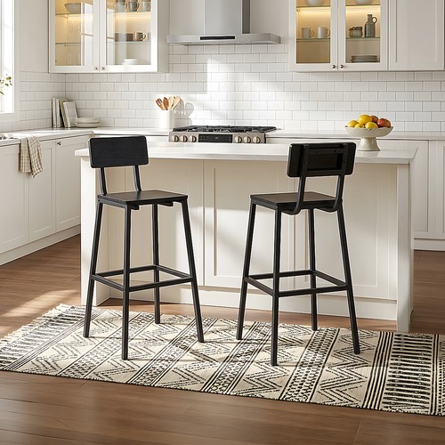 Black bar stools set - bar,