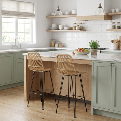 Bar stools set natural - 2,