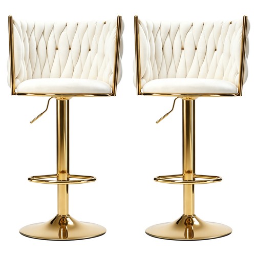 Luxury bar stools gold woven - gold,
